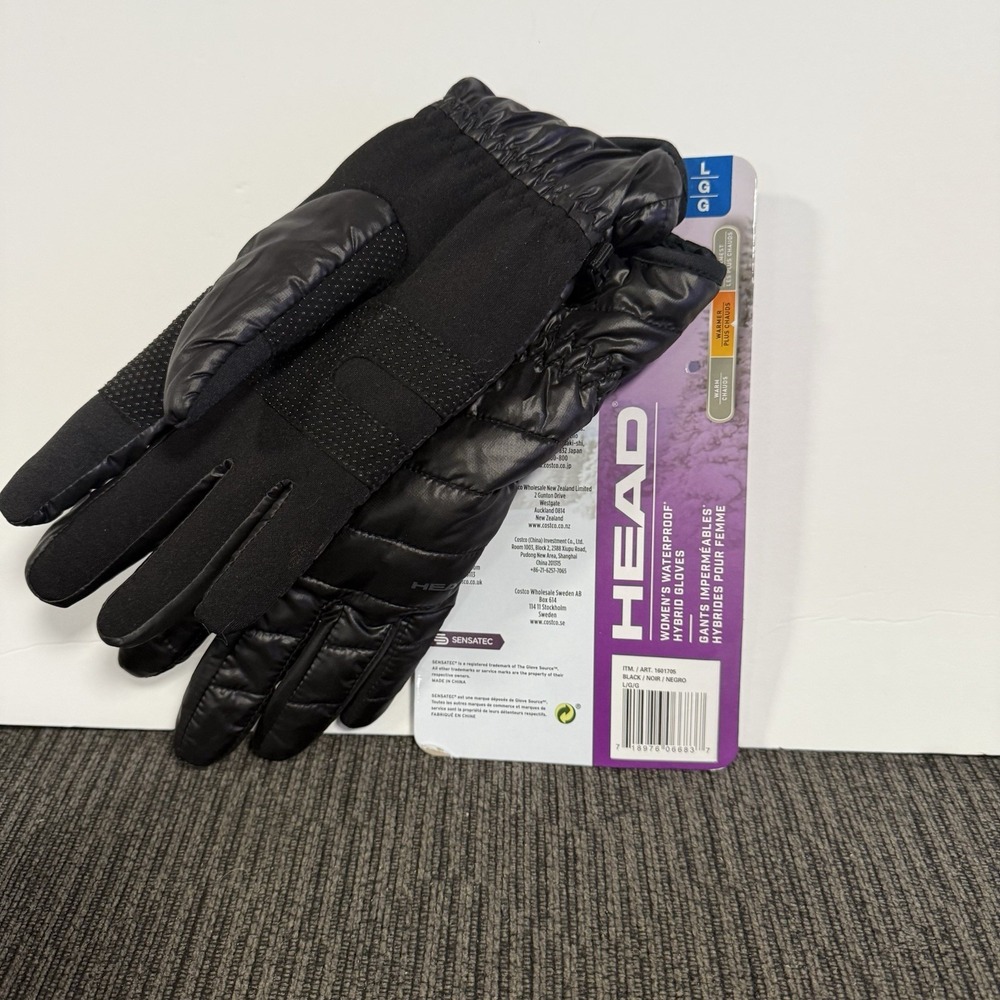 Head Women's Black Waterproof Hybrid Gloves Size Large Touchscreen Compatible